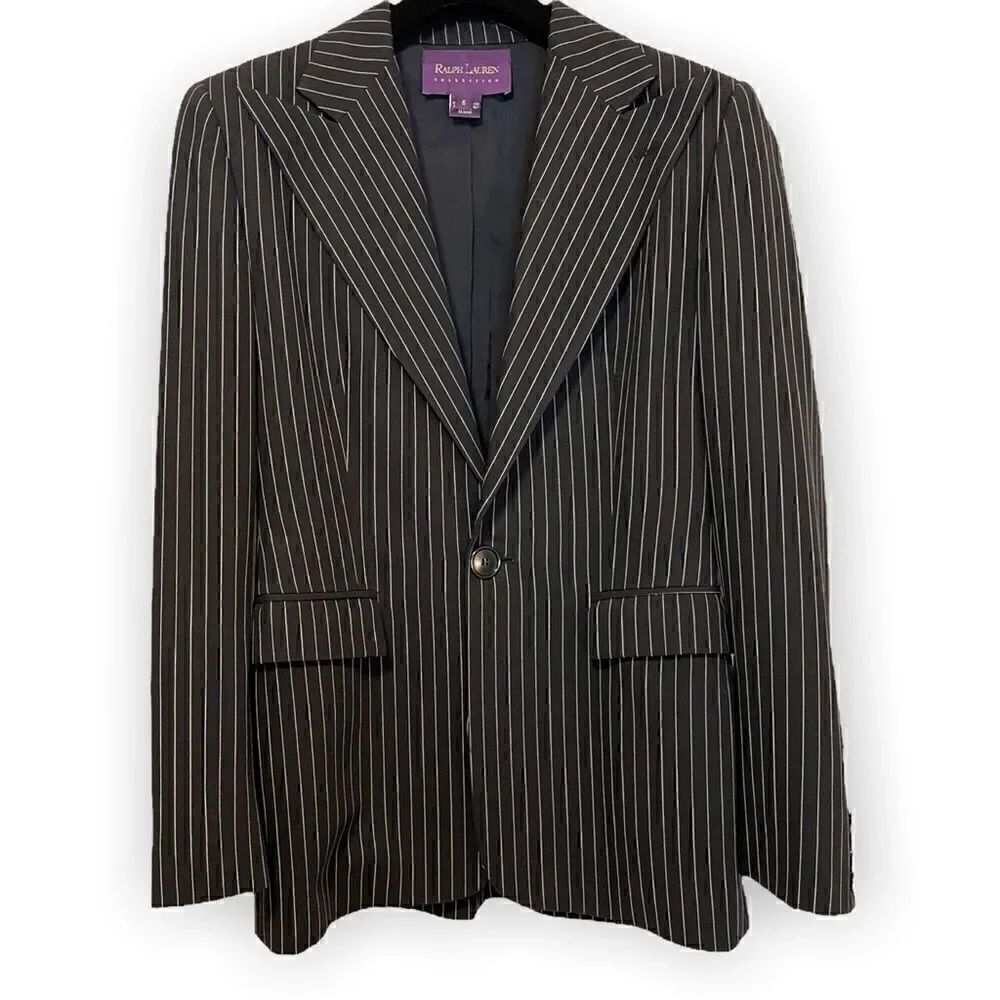 ❤️SOLD❤️Ralph Lauren Purple Label Collection Women's Black Pinstripe Jacket |6|